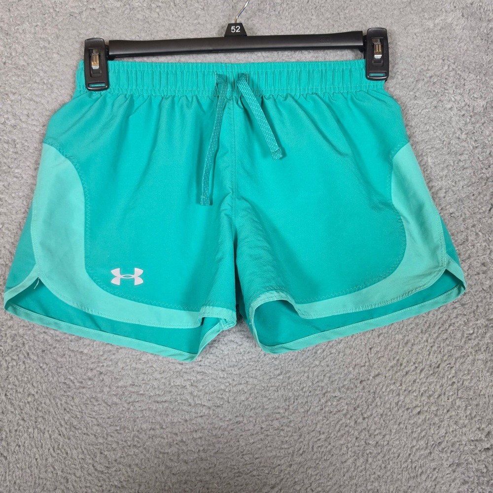 Under Armour HeatGear Running Shorts Girls YXL Teal Excellent Loose Fit Sporty